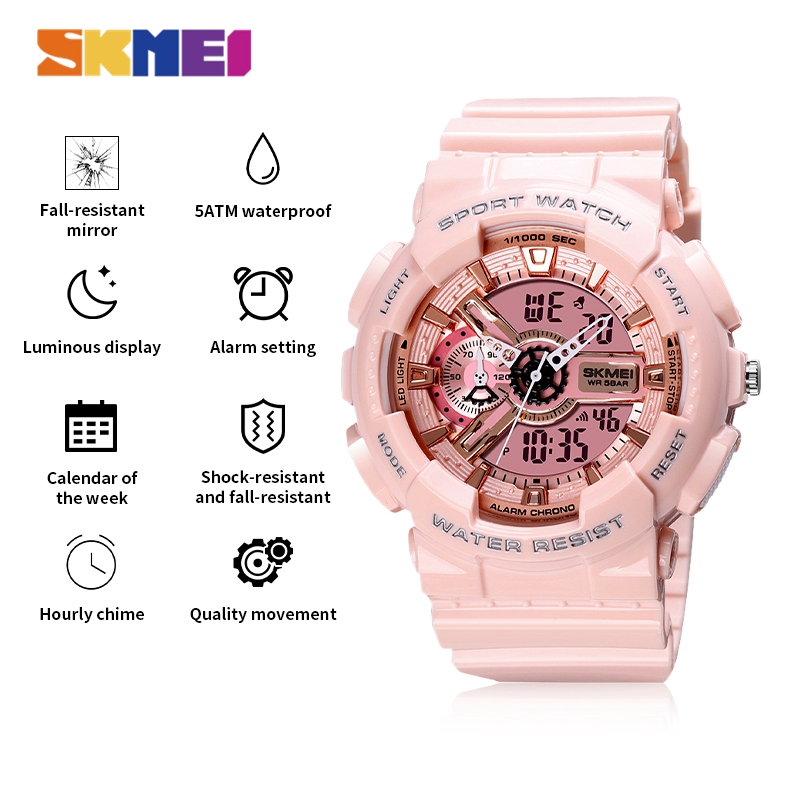 SKMEI Sports Chronograph Dual Display Alarm 50M Waterproof Watches For Men Women 1688