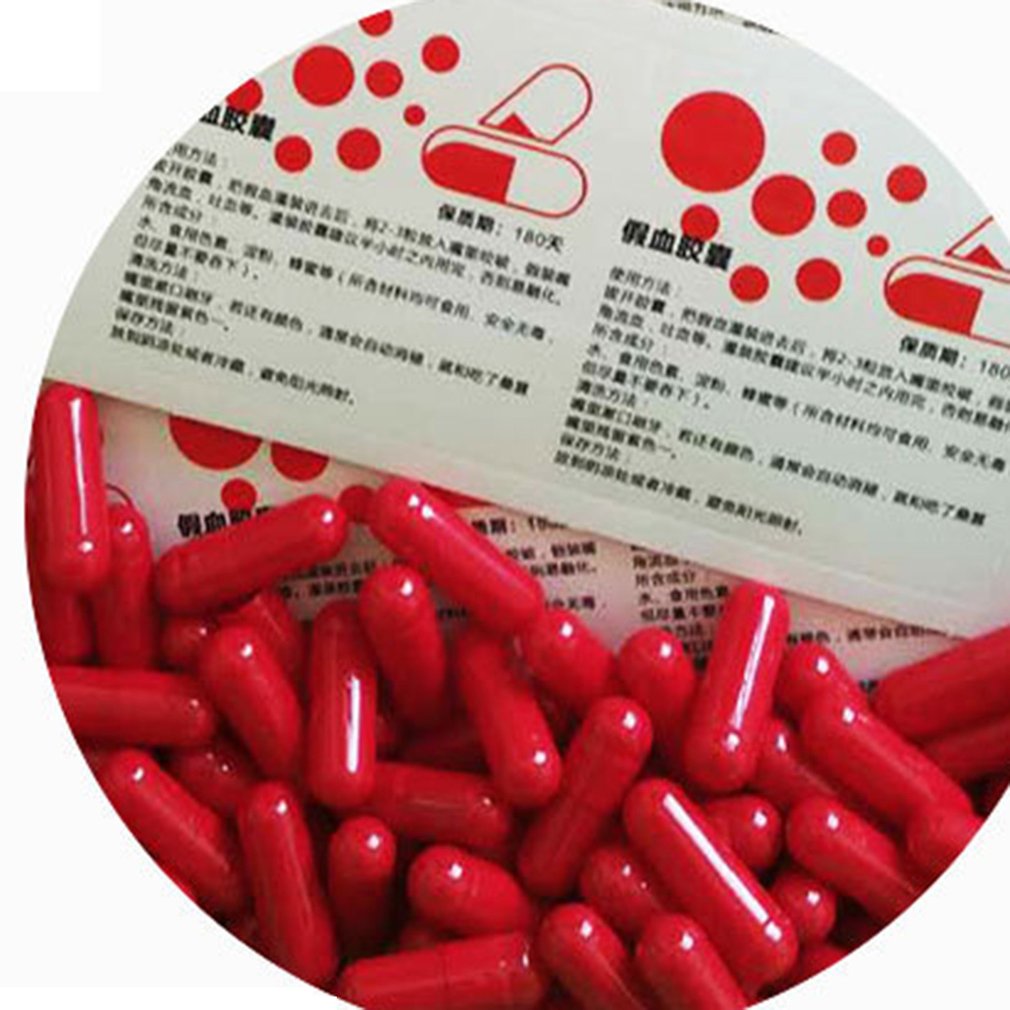 6Pcs Fake Blood Pill Halloween Realistic Stunt Toy Vomit Blood Capsule. 