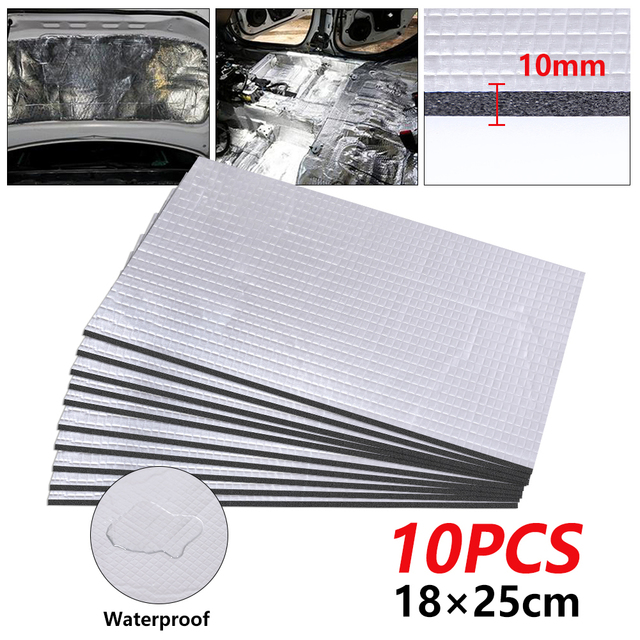 10Pcs Sound Deadener Heat Insulation Mat Car Hood Insulation Silent 25*18cm*5mm - Foto 5