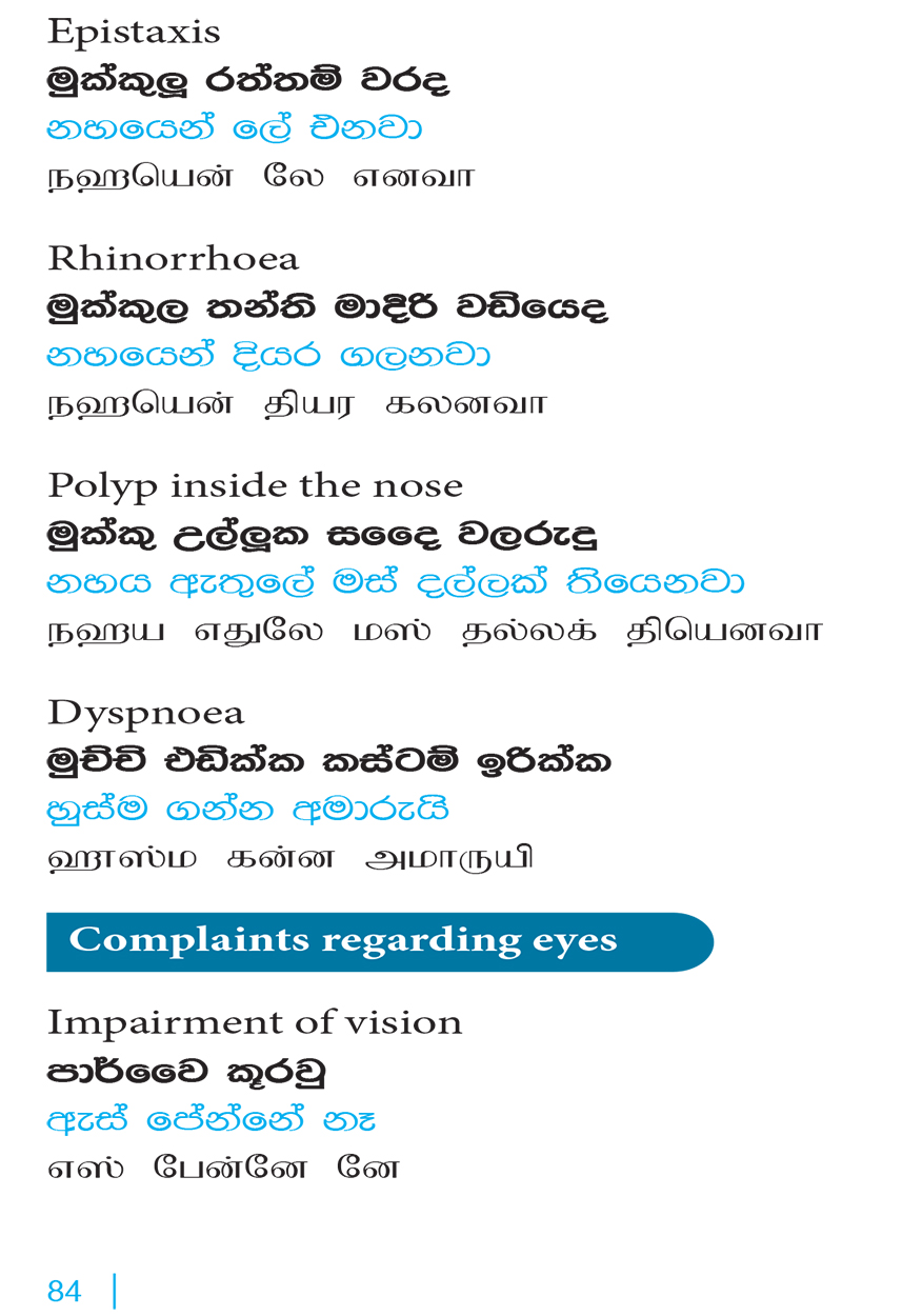 Practical Tamil & Sinhala for Medical Professionals. 