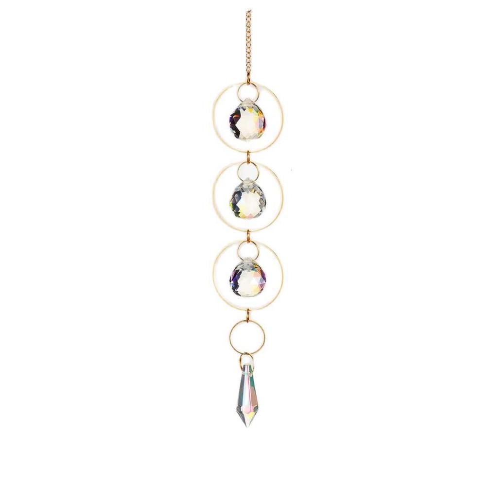 Sun Catchers Good Quality 40cm Colorful Crystals Light Shadow Wind Chime for Home Bedroom. 