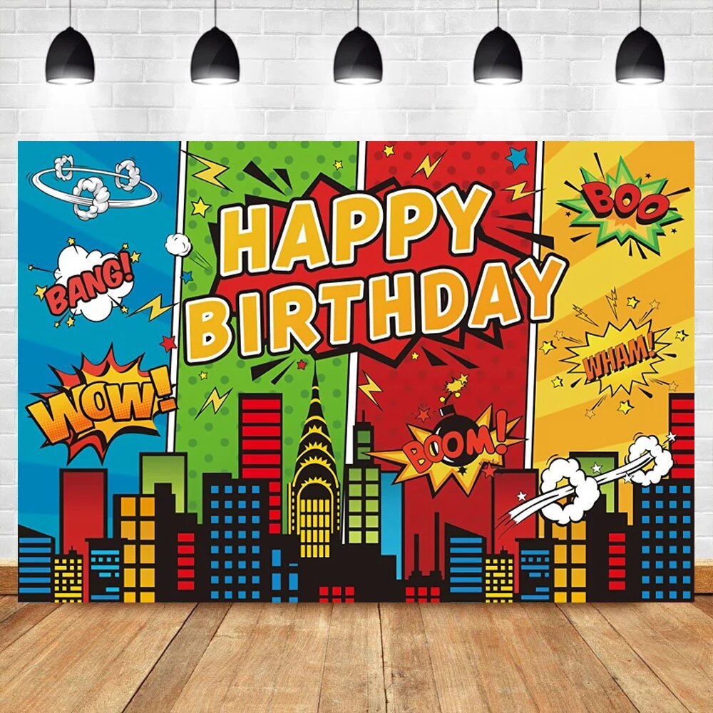 spiderman birthday decorations Superhero City Building Photography Background Baby Shower Boy Birthday Party Super Hero Comic Custom Backdrop For Photo StudioBalloons. 