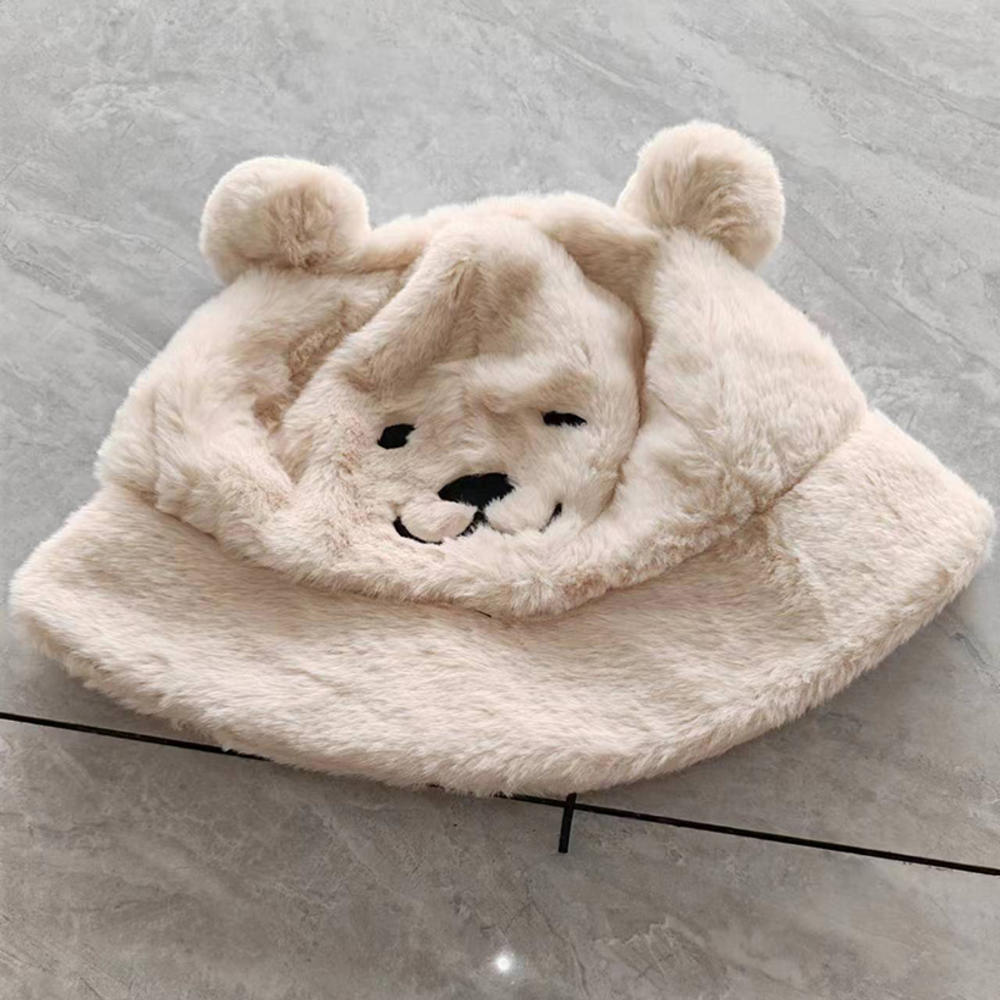 Rabbit Fur Hat Plush Wrap Head Cap Black Winter Hat  Y2K Girls Korean Hat Knitted Hat