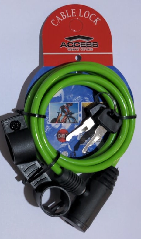 Bicycle Lock Cable / MTB 2 Key 1000mm Length, 6mm Thickness with Bicycle Fixed Bracket Random Color ACCESS Brand. 