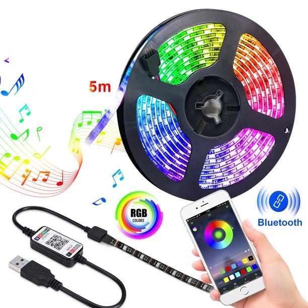 Bluetooth LED Strip Lights Works APP Control ,Waterproof 5050 RGB LED Light Strip WiFi Sync with Music, 16 Million Colors LED Lights for Home, Kitchen, TV,. 
