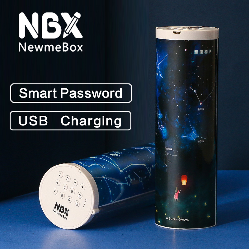 Maoxia NBX Smart Lock Password Glitter Pencil Case Multifunctional Pencil Box For School Boy Plastic Transparent Meteor Falling Star