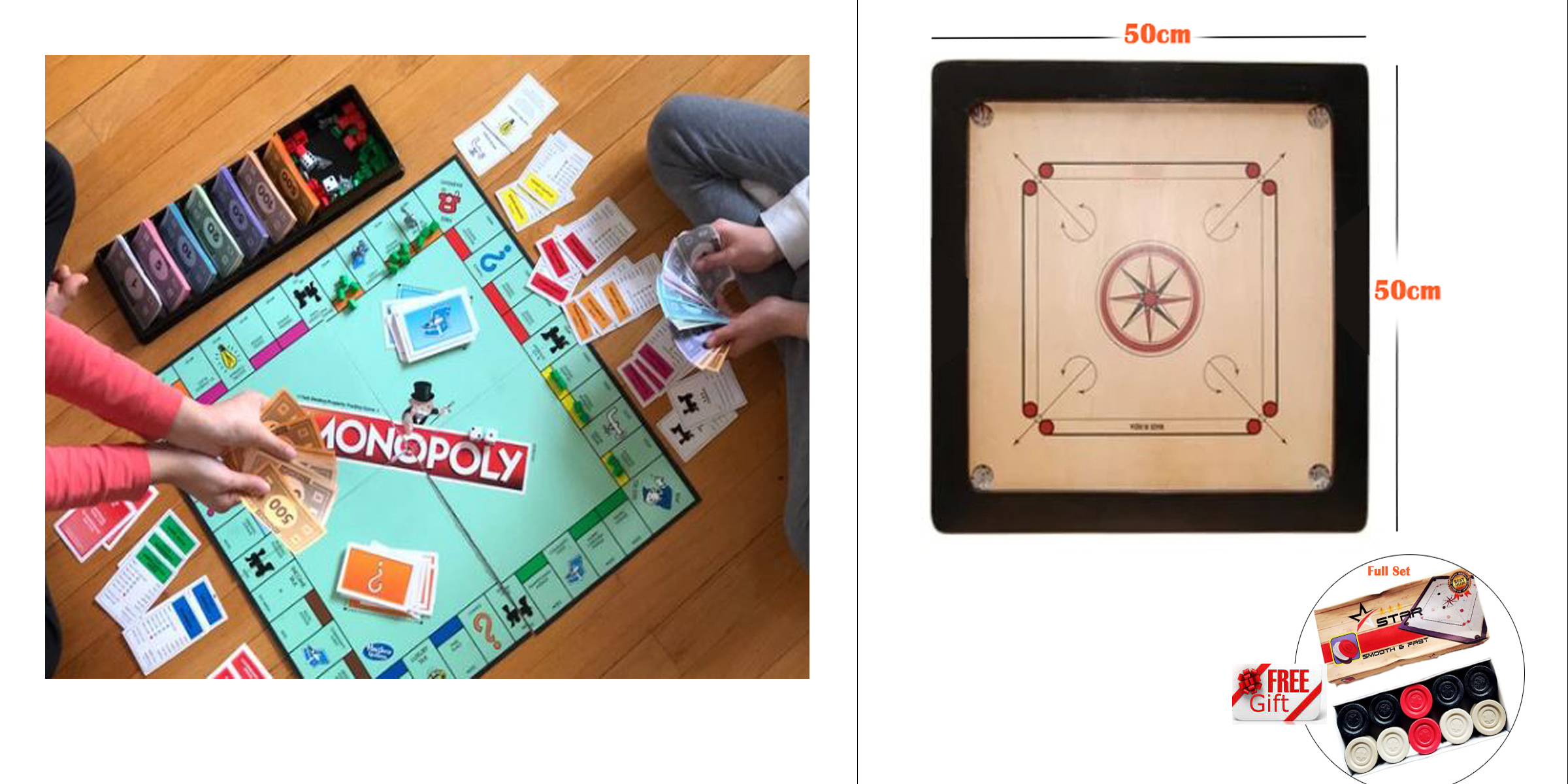 Monopoly Board Game / Carrom  Board. 