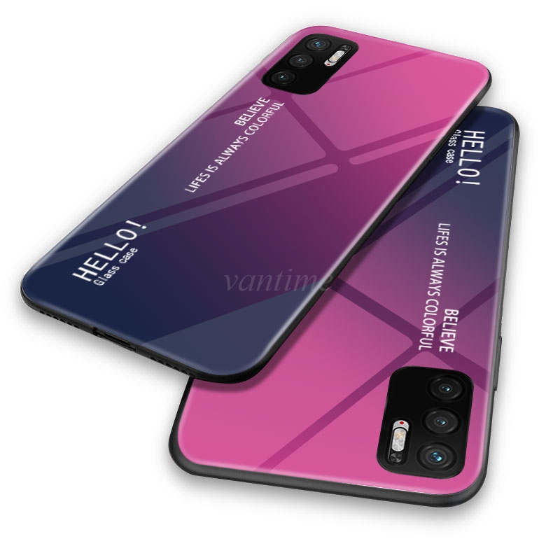 Vantime for Xiaomi Redmi Note 10 5G Case Gradient Phone Back Hard Glass Cover. 