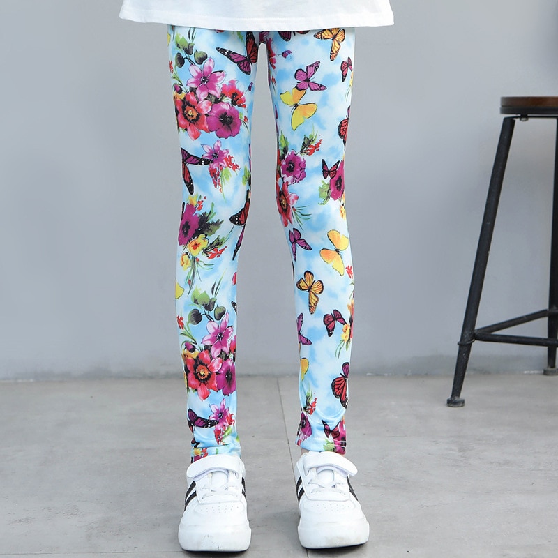 Girls Leggings 2022 Spring and Autumn Thin Children's Stretch Printed Pants Korean Fashion Children Pants Summer Clothing 2-12Y. 