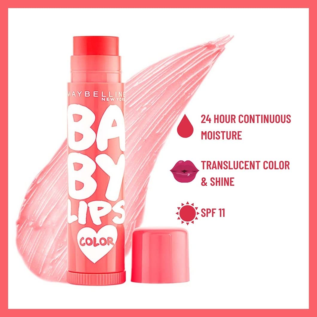 Maybelline New York Lip Balm, With SPF, Moisturises and Protects from the Sun, Pink Lolita & Baby Lips Cherry Kiss, Baby Lips, Pink Lolita, Cherry Kiss, 4g. 