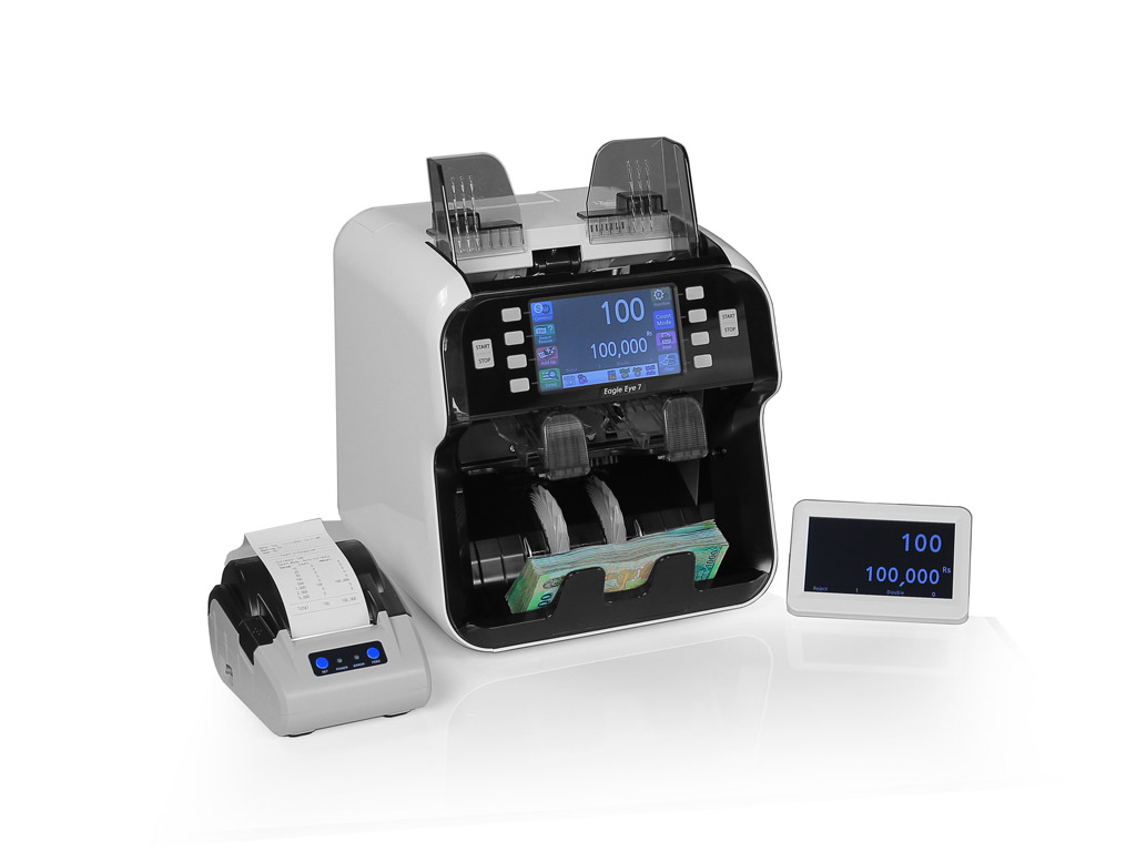 Cash Counting Machine - Double Pocket Multi Currency Mix Value EE7 - Eagle Eye 7. 