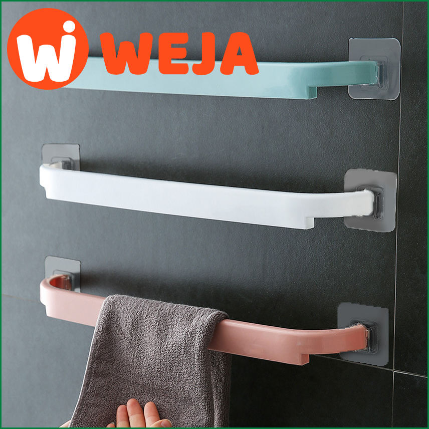 【WEJA】Bathroom Towel Rack Hook Up Punch-Free Kitchen Single Pole Rag Hanger Bathroom Accessories Shelf Storage Rack Household Goods. 