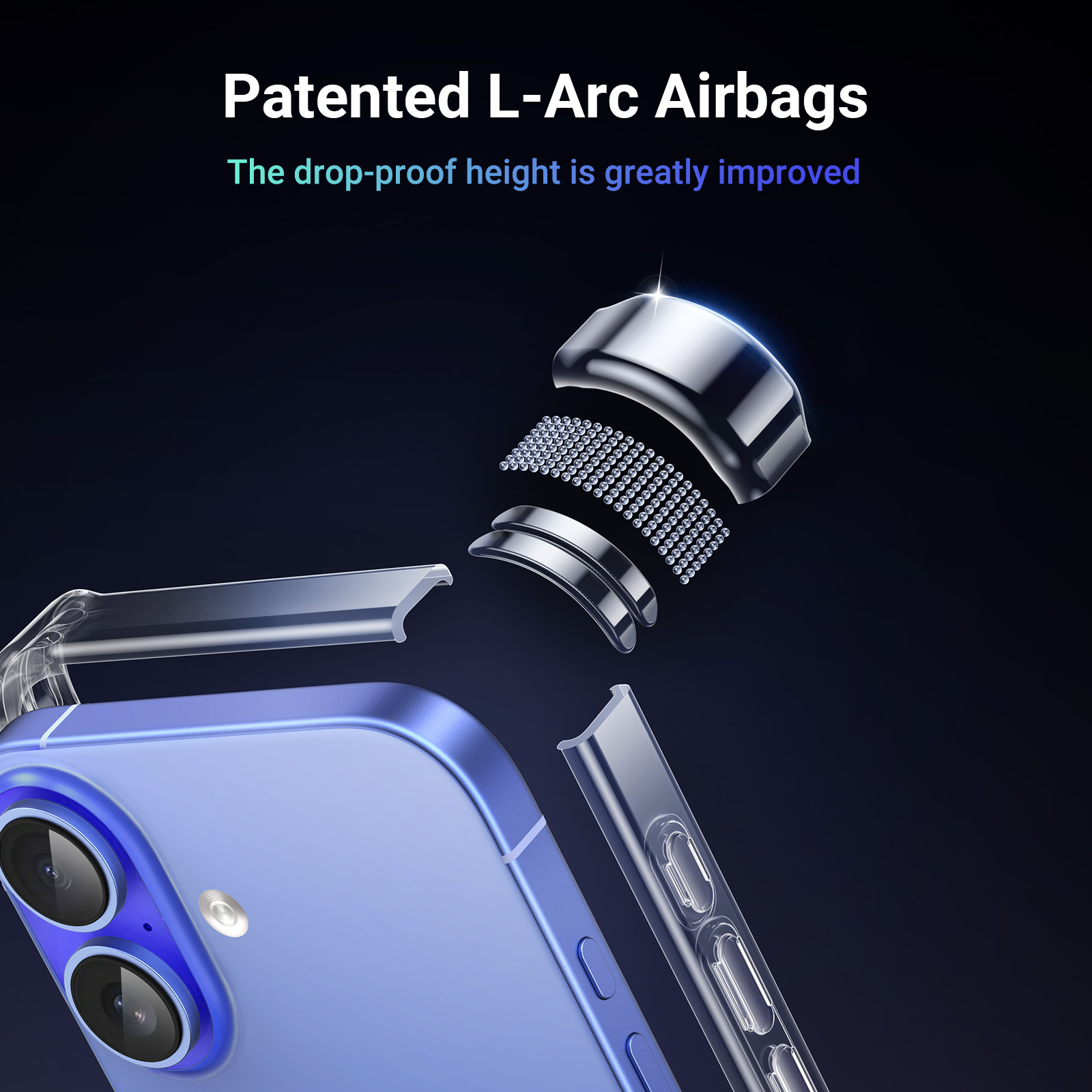 UGREEN Crystal Clear Air Bag Series Mobile Phone Case for iPhone 16 for iPhone 16 Pro Max for iPhone 16 Pro for iPhone 16 Plus. 