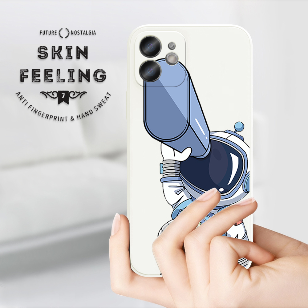 Hontinga for Huawei P50 Pro Back Cover New Astronaut Side Design Phone Case Square Soft Liquid Silicone Mobile Cover. 
