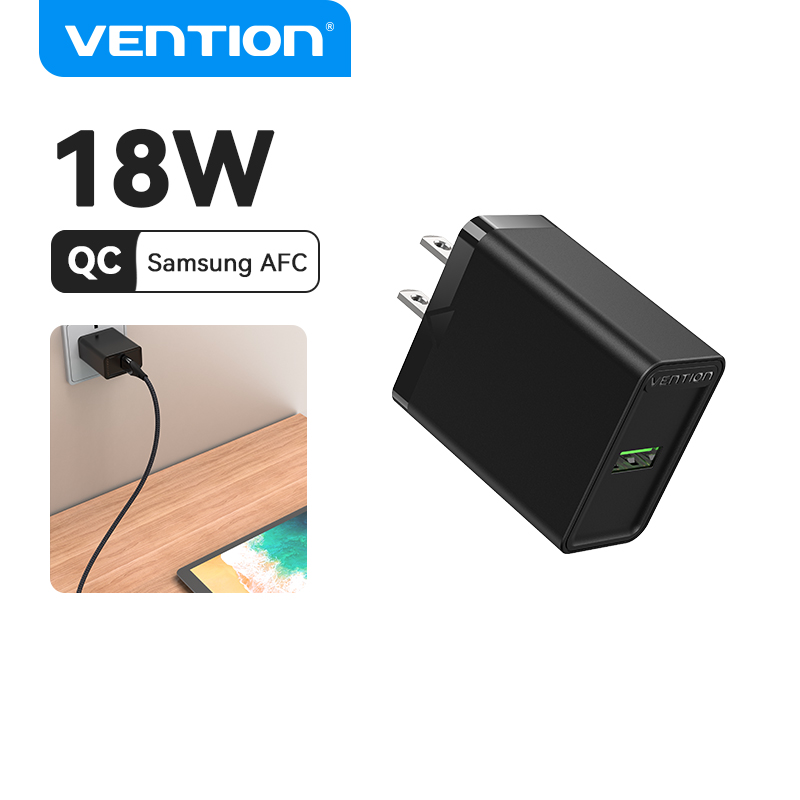Vention 18W Charger original Fast Charger for Android QC3.0 for iPhone 14 pro max Huawei Redmi Note10 Pro Xiaomi Poco X3 NFC Samsung S20 Realme Quick Charging USB Wall Charger