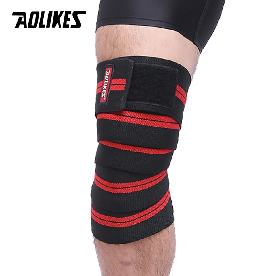 AOLIKES 1PCS 2M*8CM Fitness Pressurized Straps Gym Weight Lifting Leg Knee Compression Training Wraps Elastic Bandages. 