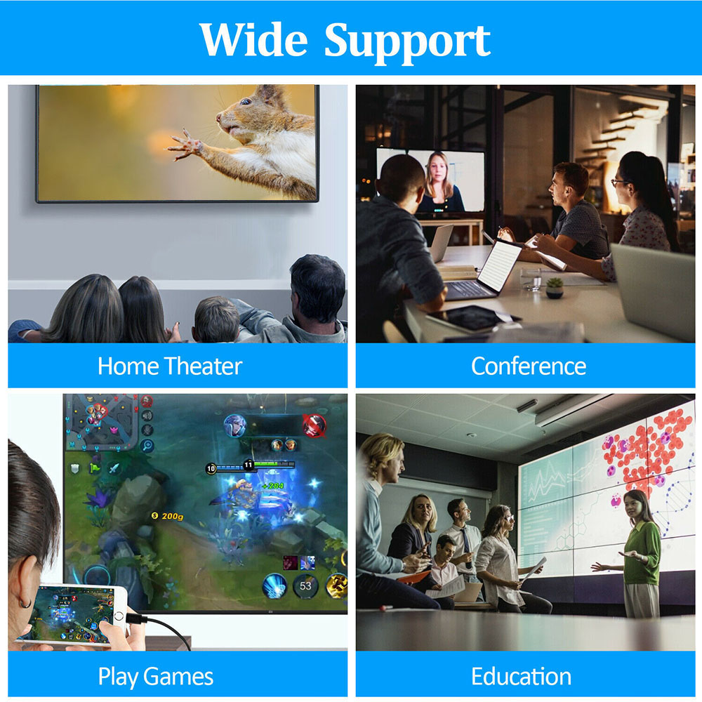 1080P HDMI Mirroring Cable Phone to TV HDTV Adapter For iPhone 11/ iPad/ Android. 