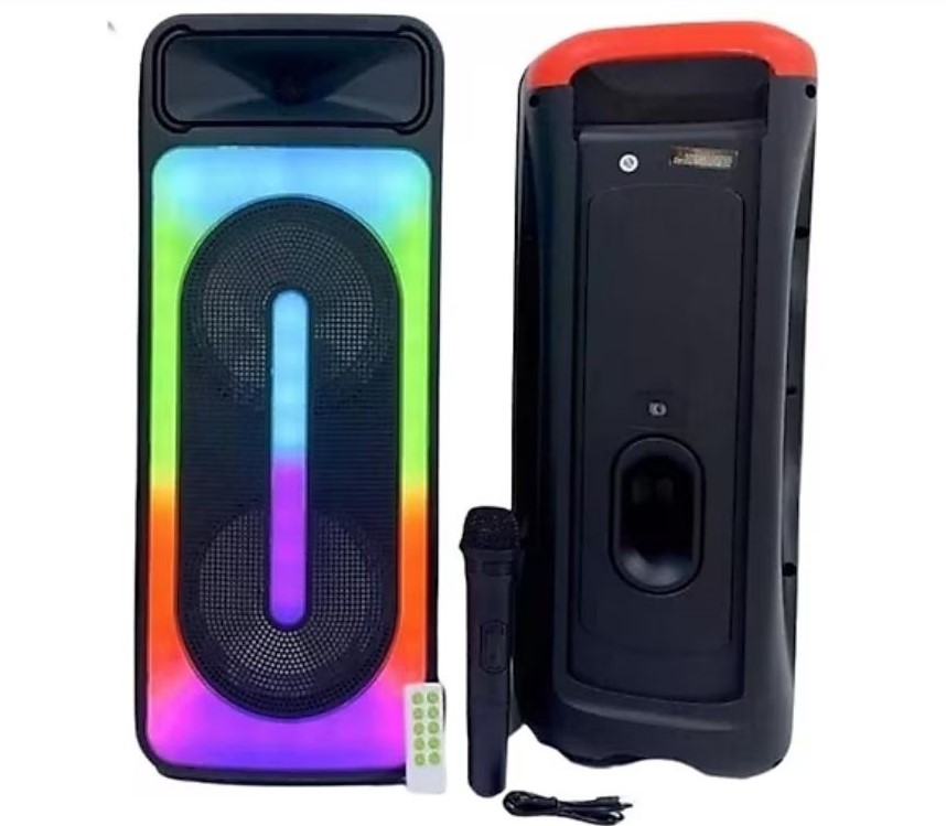 Bluetooth Speaker with Wireless Mic KTS 1762 Dual 8inch Horn Speaker Big Subwoofer Speaker With