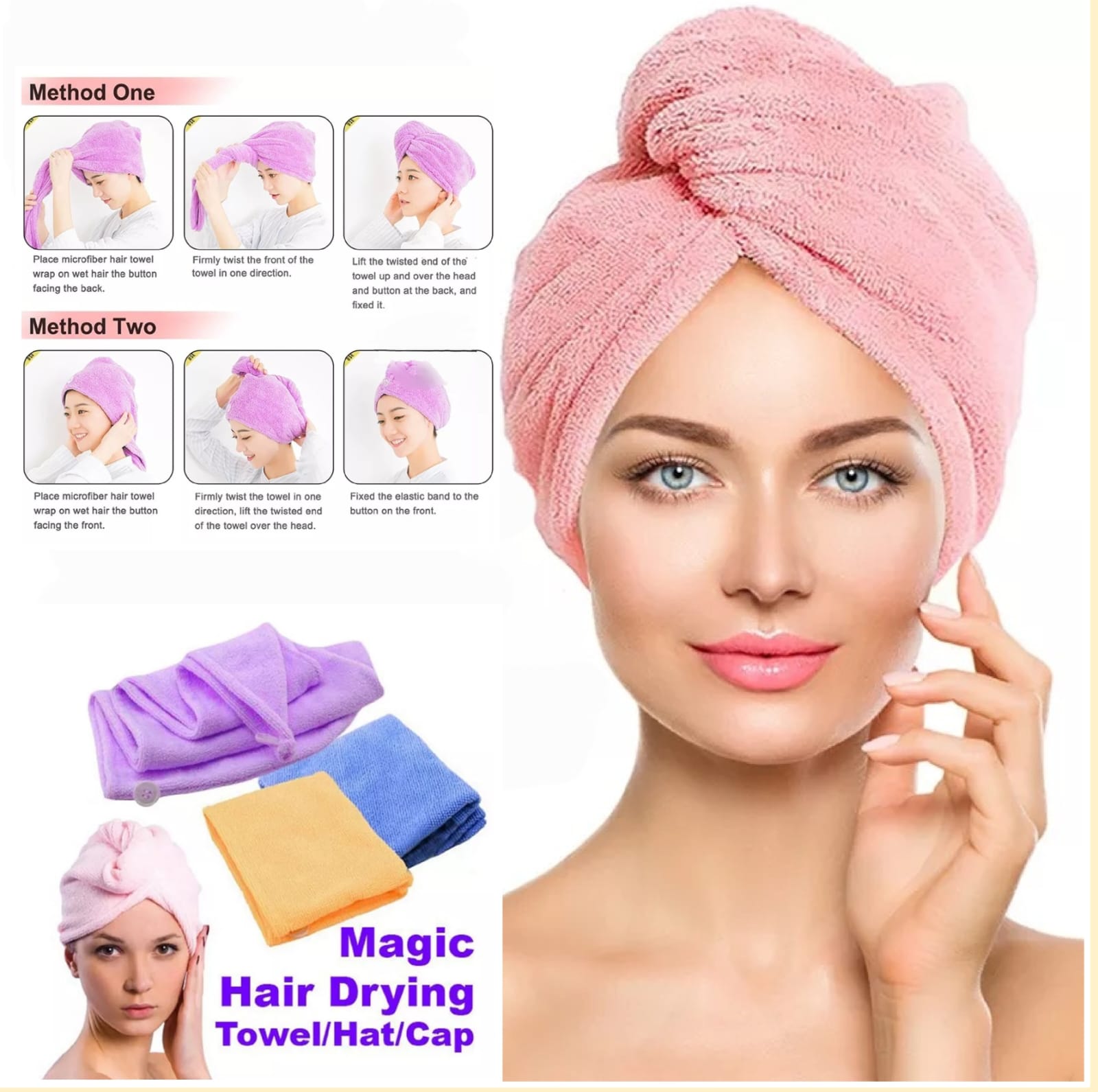 Towel hat for online wet hair