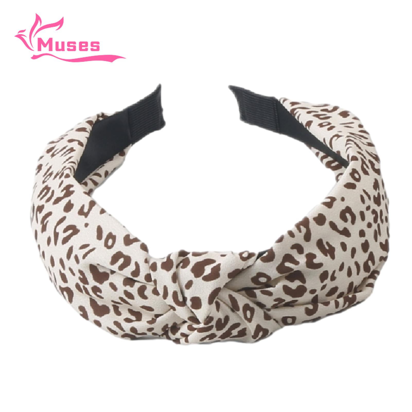 Muses Mall Wide Leg Headband Leopard Print Heart Knot Hairband Retro Anti-slip Hair Accessory for Women Women Headband. 