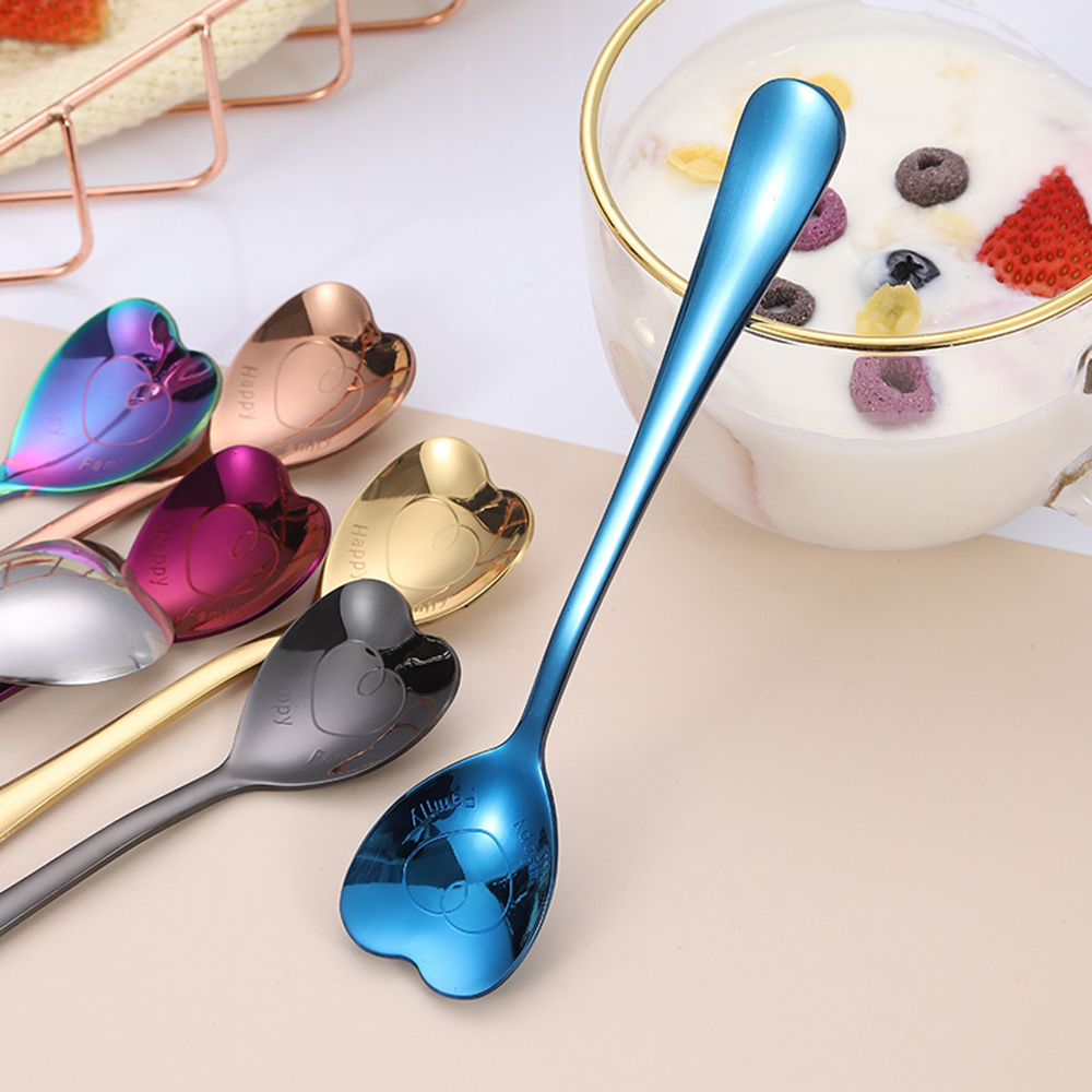 Heart Shaped Teaspoons Stainless Steel Coffee Spoon Dessert Spoon Cutlery Fashion Tableware. 