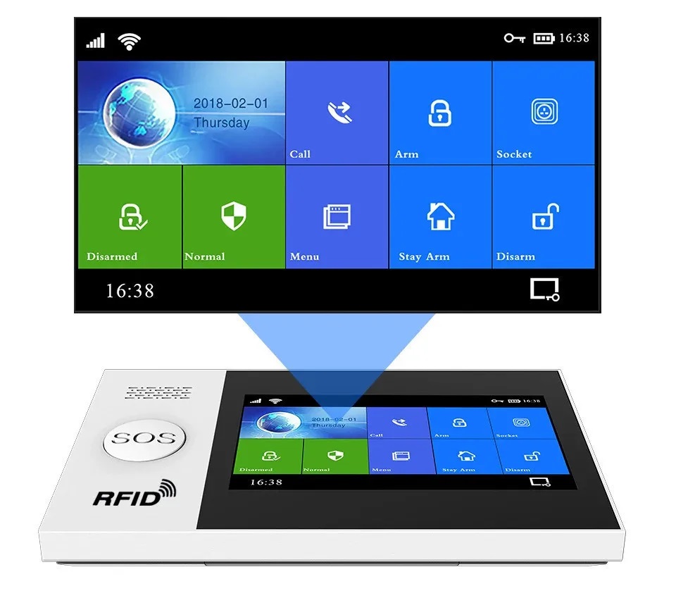 PGST PG-107 4.3 Inch Full Touch Screen  4G Wireless Home Alarm System WiFi Security System with ,Compatible with Alexa and Google. 