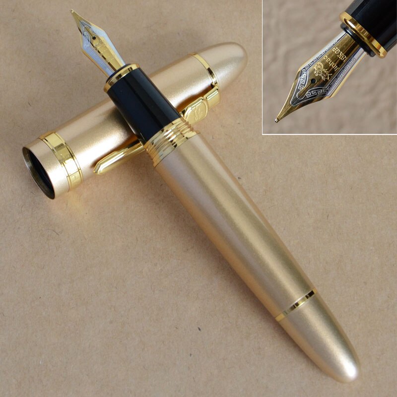 【Alizeker Mall】 CHAMPAGNE AND GOLDEN MEDIUM BROAD FOUNTAIN PEN GREEN ORANGE WHITE BLACK COLORS. 