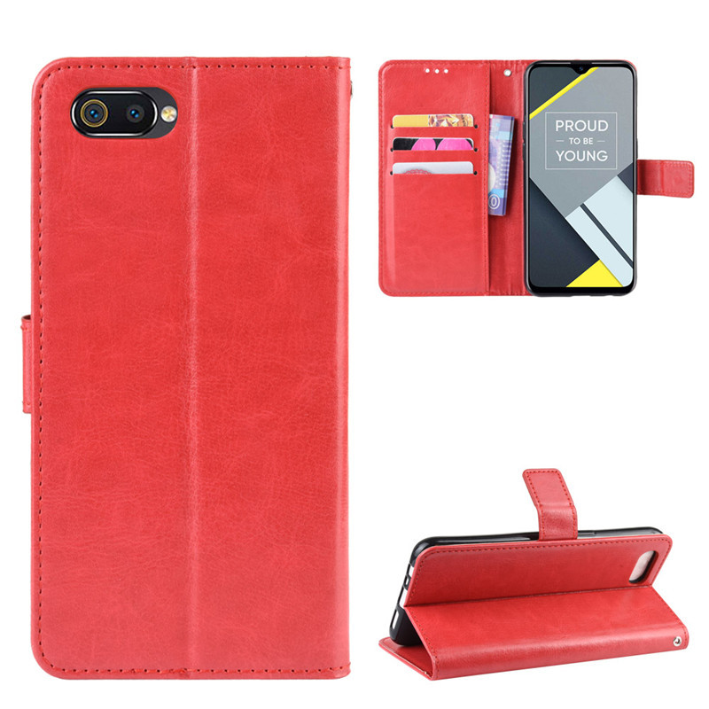 Leather Flip Cover Realme C2 PU Leather Flip Wallet Case For