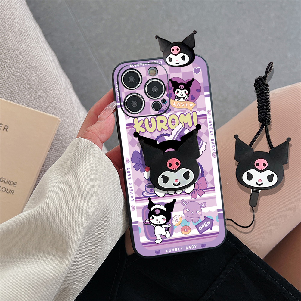 Kuromi Case Realme X X Lite X2 X7 X7 5G X7 Max 5G X7 Pro X7 Pro 5G X50 5G Phone Case Fashion Cartoon Cute Kuromi with Lanyard Stand Holder Soft Silicone Rubber Shock-proof Back Cover. 