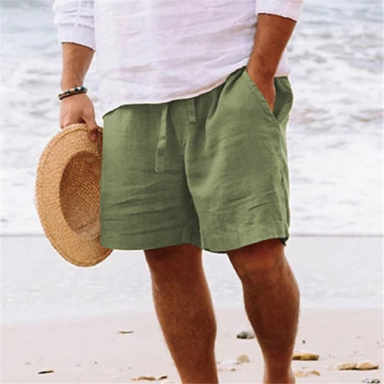 mens cotton shorts with elastic waist and drawstring