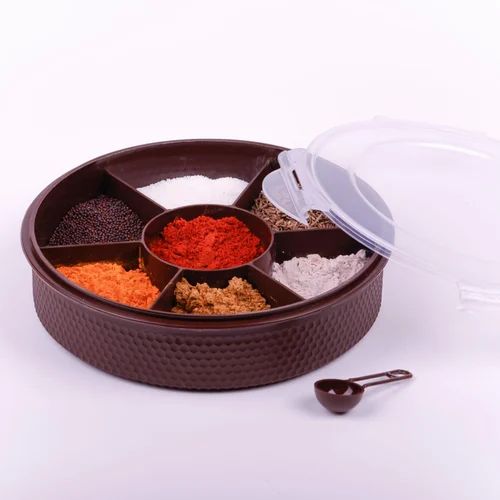 Round Plastic Masala Spice Box | Kitchen Masala Storage Dabba 7 ...