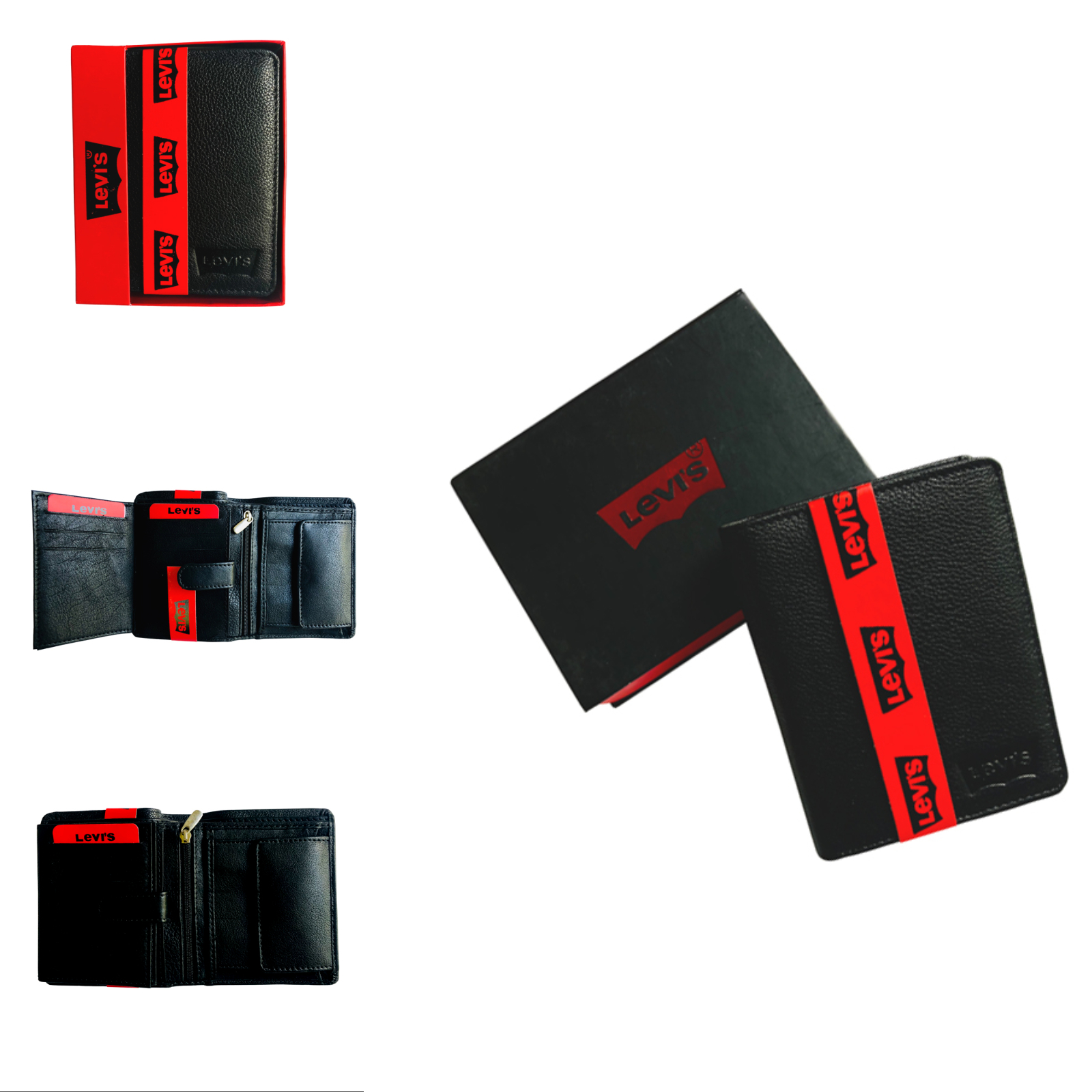Men's New Black colour Genuine Leather Levis Book Type Wallet. 