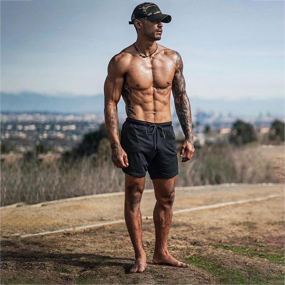 Men's Workout Running Gym Shorts 2 in 1 Athletic Shorts with Pockets and Zipper Pocket for Trainning. 