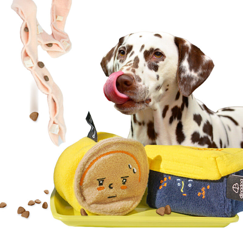 HamshMoc Plush Dog Puzzle Toys IQ Sniffing Training Dog Snuffle Feeder Soft Food Feeding Bowl Foraging Interactive Chew Squeaky Stress Relief. 