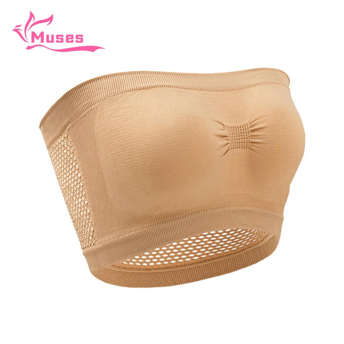 Muses Mall Women Crop Top Solid Color Anti Exposure Crop Top Bra