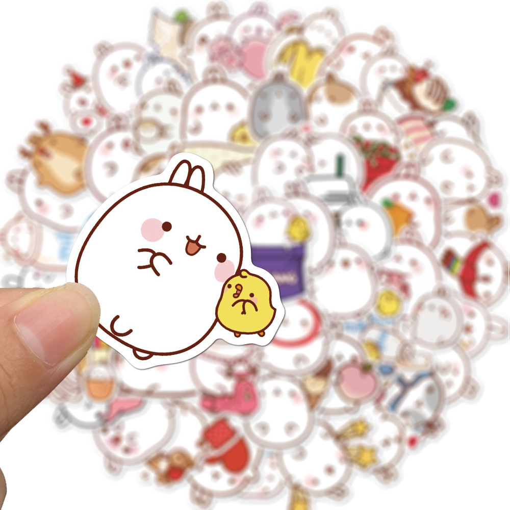 20/40pcs Molang Stickers White Rabbit Hare Stickers for Laptop Scrapbook Journal Kids Girls Boys Stickers. 