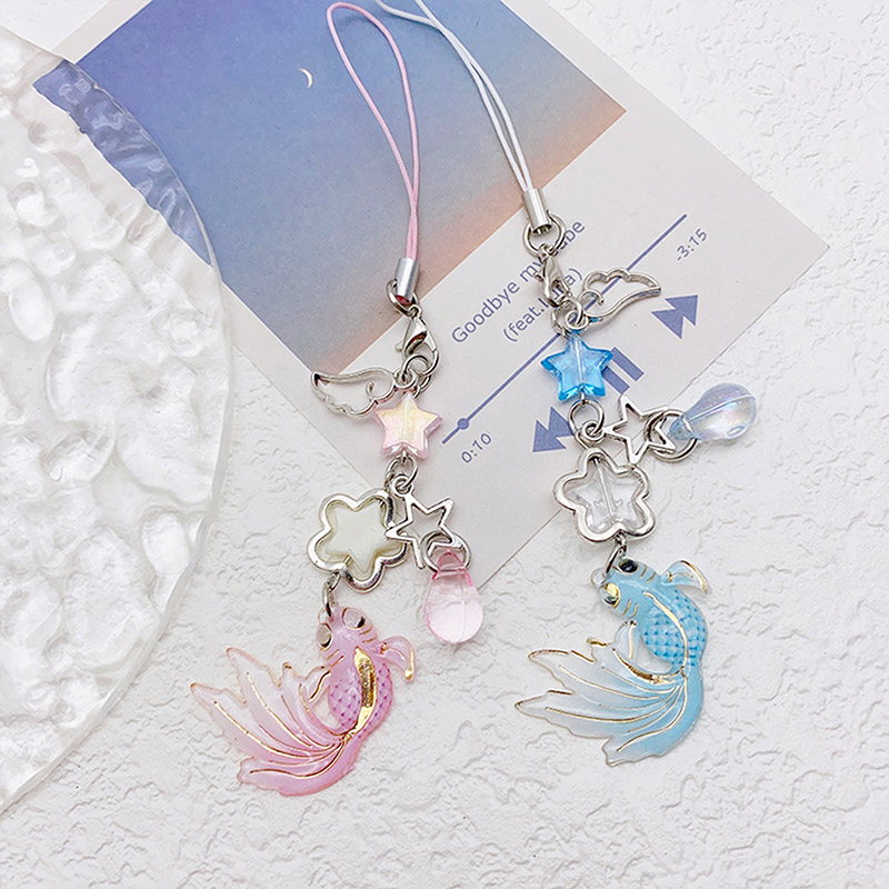 Chinese Style Koi Star Beaded Key Chain Lucky All-match Phone Straps Lanyards Bag Pendant Charms Car Key Jewelry Accessories Luolong. 