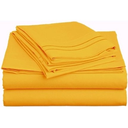 Egyptians Cotton Striped Bedsheet Yellow Colour