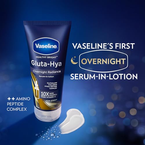 Vaseline Gluta-Hya Overnight Radiance, Serum-In-Lotion, Boosted With Amino Peptide, 200ml. 