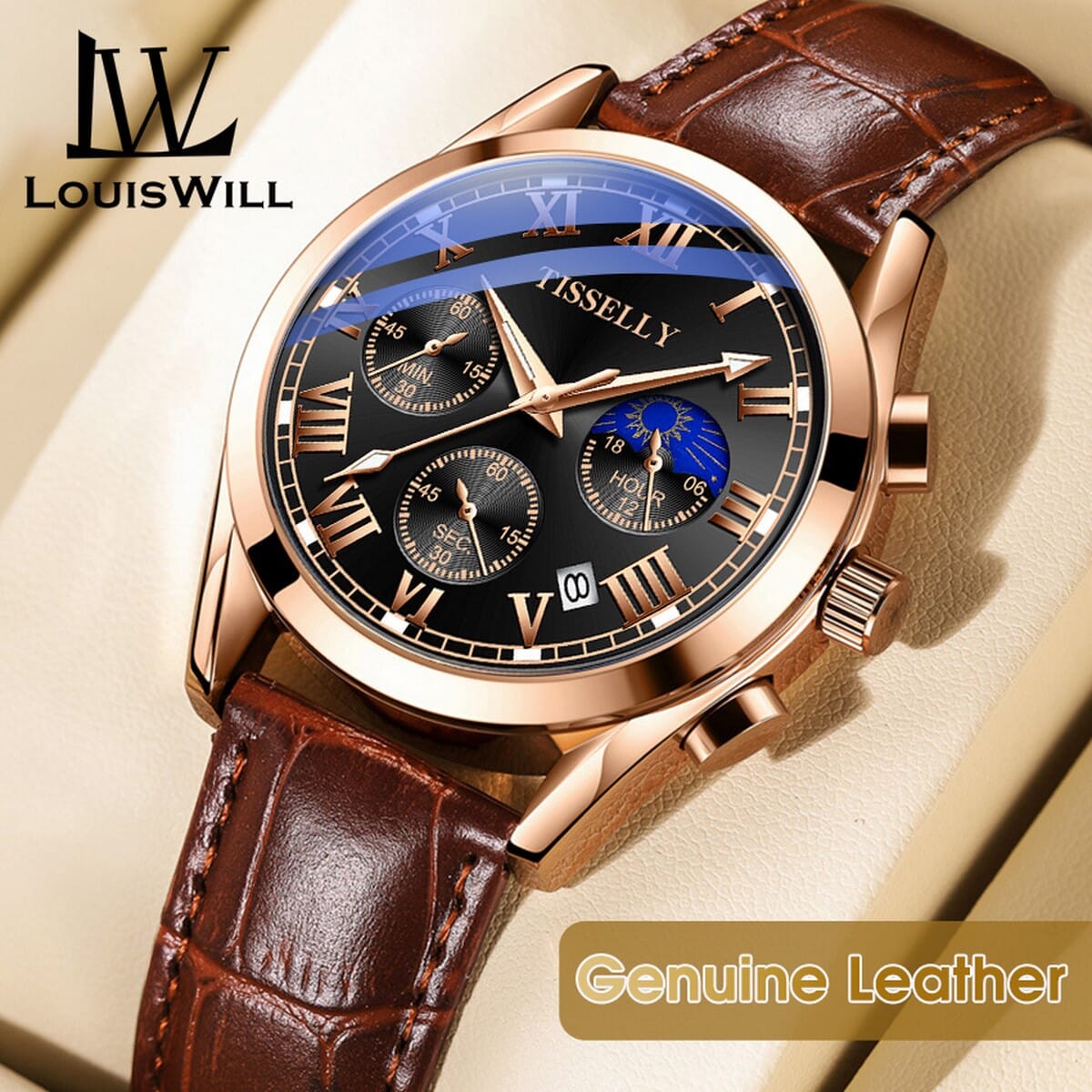 Genuine leather watch price new arrivals