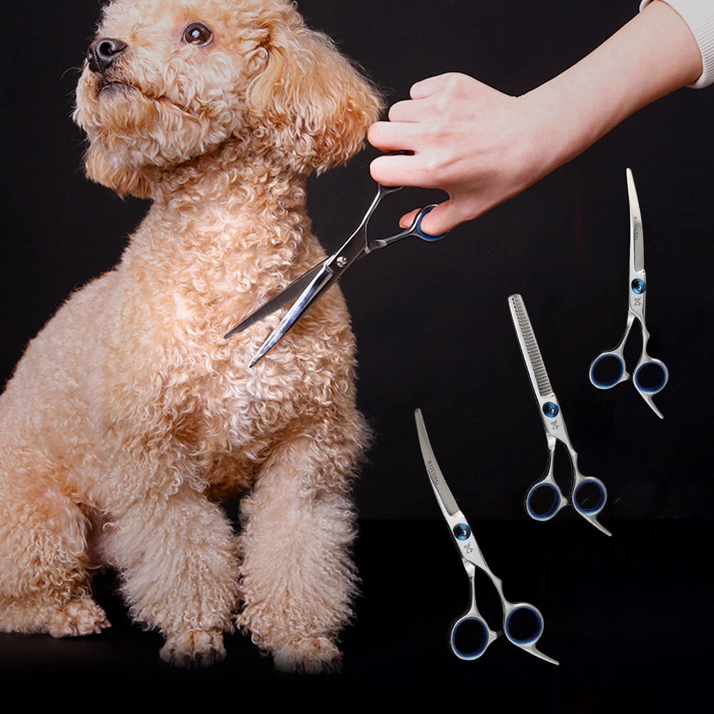 【KuaKe Mall】6" 7'' Steel Curved Blade Scissors Dog Cat Cutting Hair Scissors Barber Holder Up/Down Curved Scissors. 