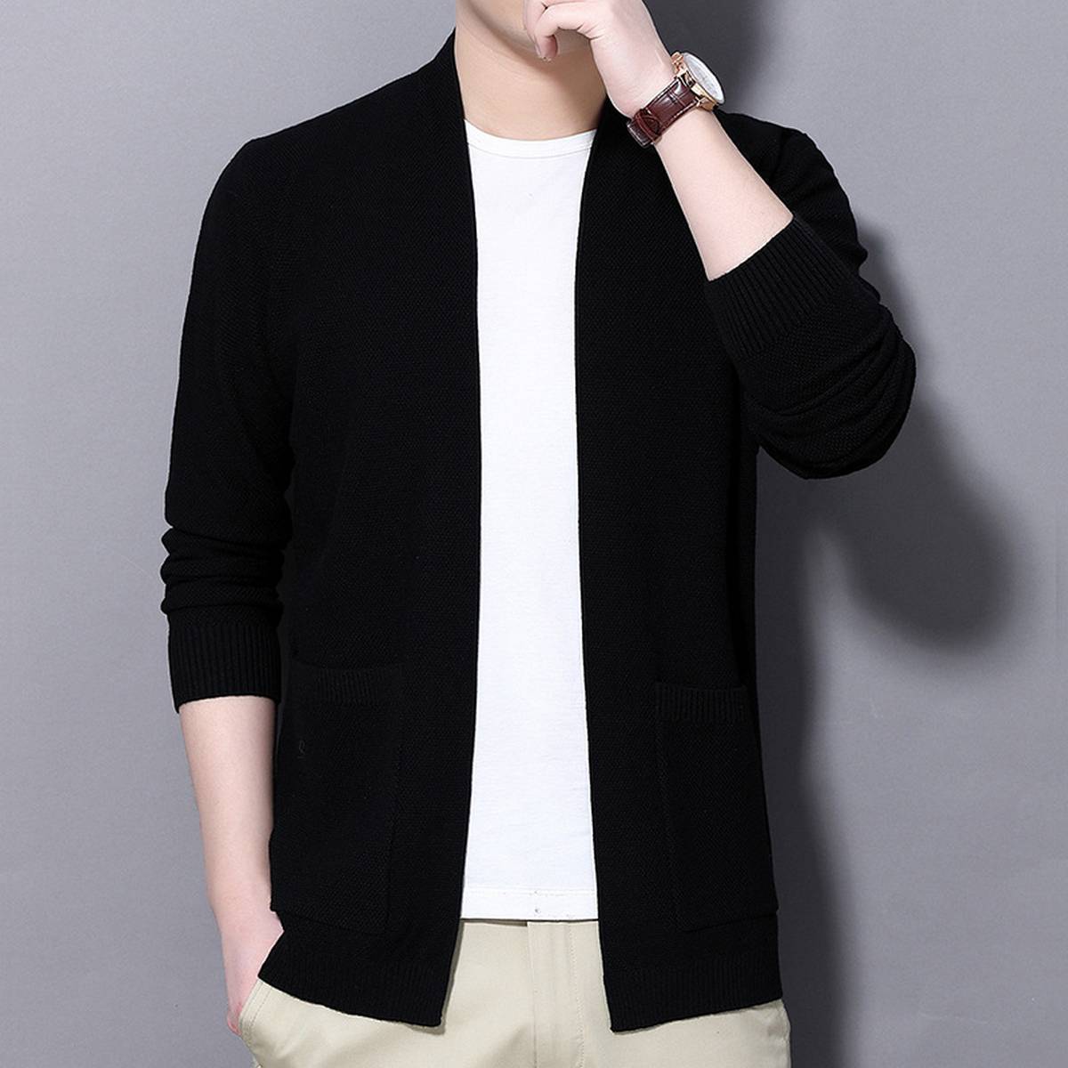 black thin cardigan