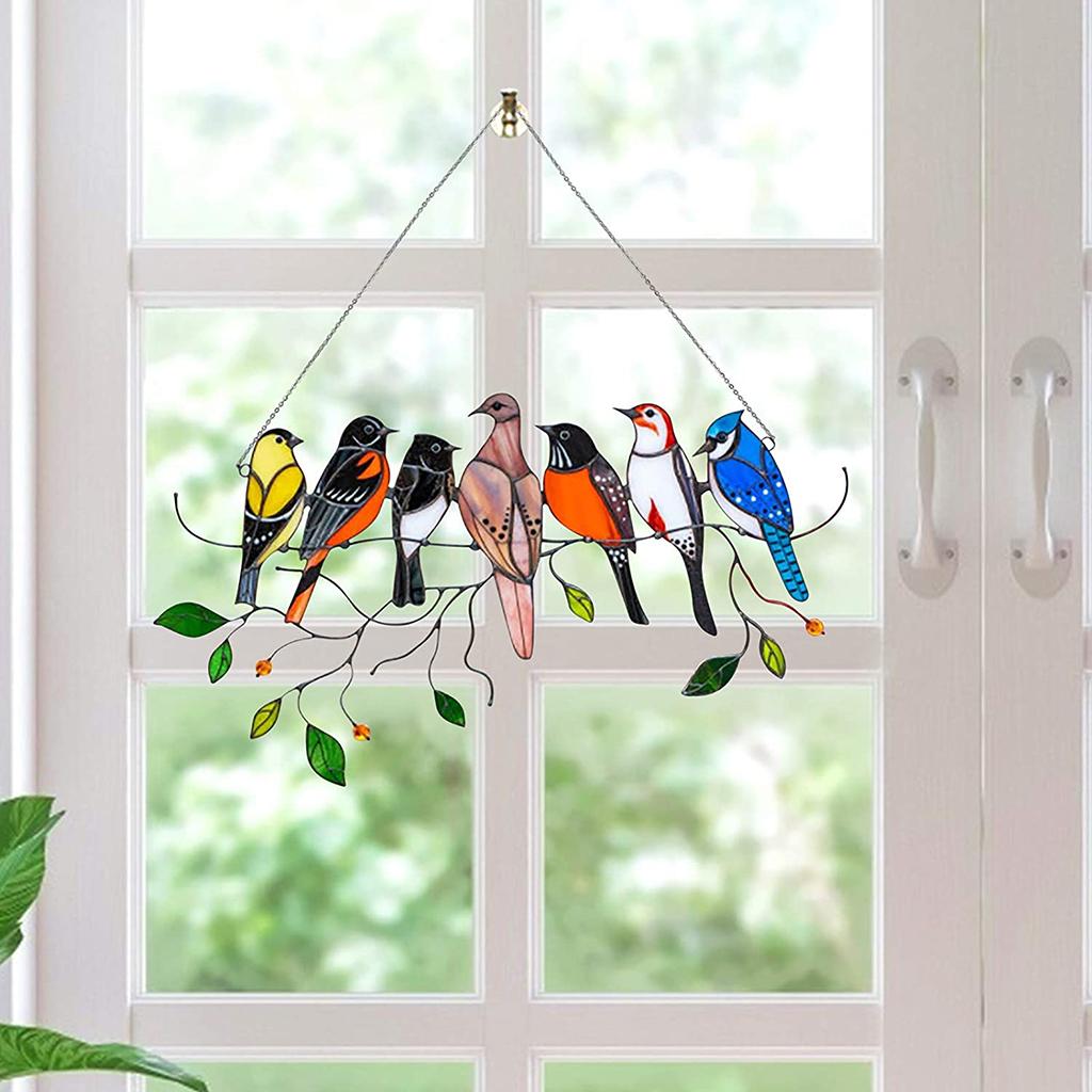 Stained Bird Window iridescent Acrylic Hummingbird Ornament Decoration