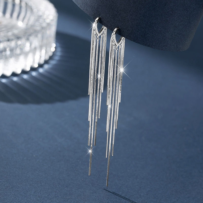 Long Metal Tassel Earrings Ins Style Simple Wild Personality Temperament Texture Girls Earrings. 
