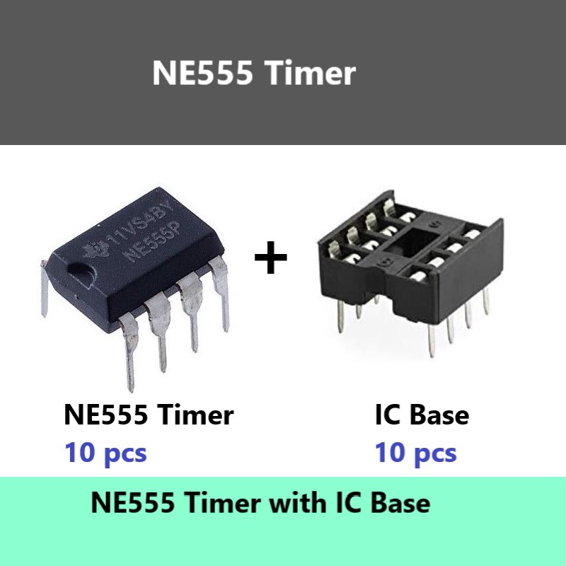 10 pcs of NE555 Timer IC with IC Base | Daraz.lk
