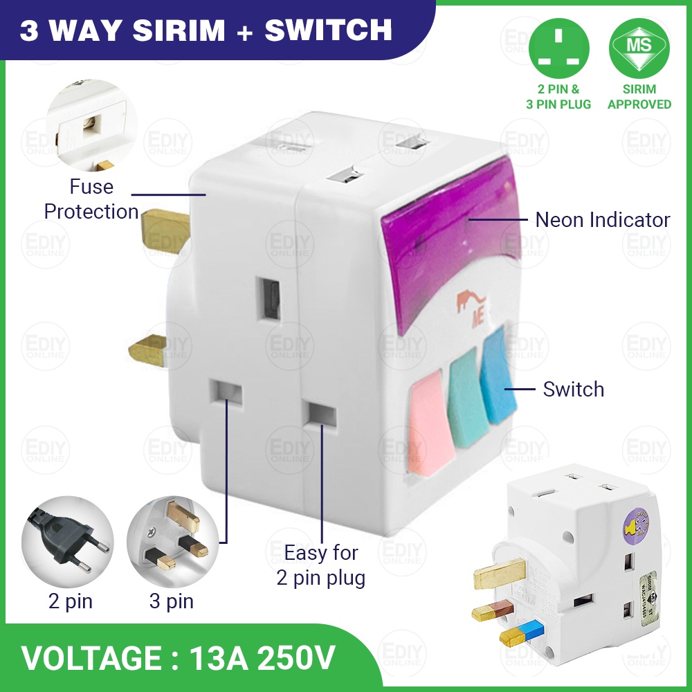 Multi Plug - Multi Socket - 13A Square Pin - Universal Plug Travel ...