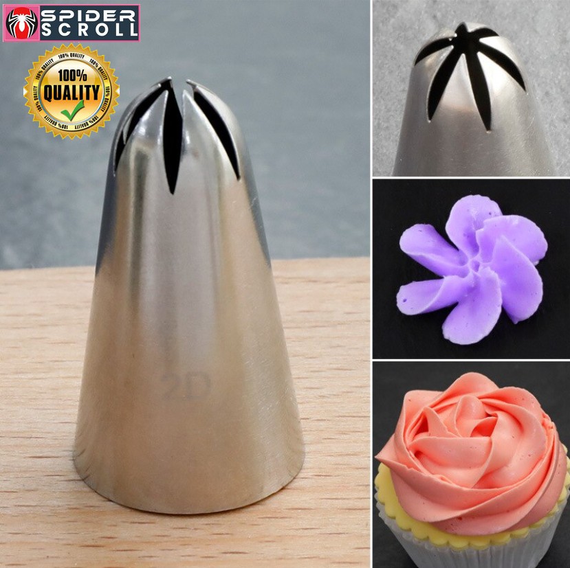 2D Rose Flower Cream Piping Nozzles Large Size Stainless Steel Cupcake Nozzles Baking Decoration Pastry Tools. 