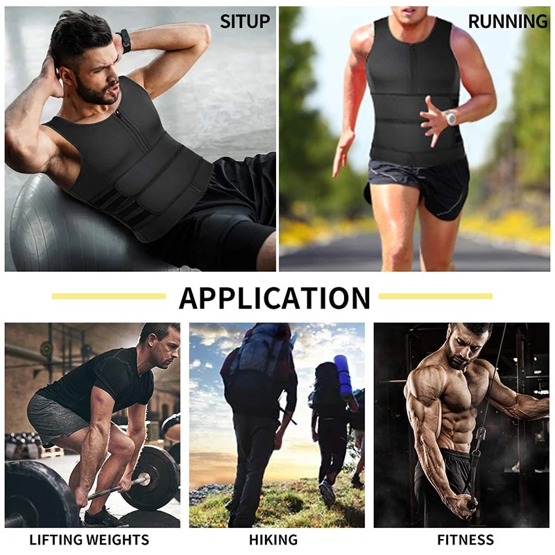 Neoprene Men's Shapers Sweat Vest for Men Waist Trainer Vest Adjustable Workout Body Shaper with Double Zipper for Sauna Suit. 