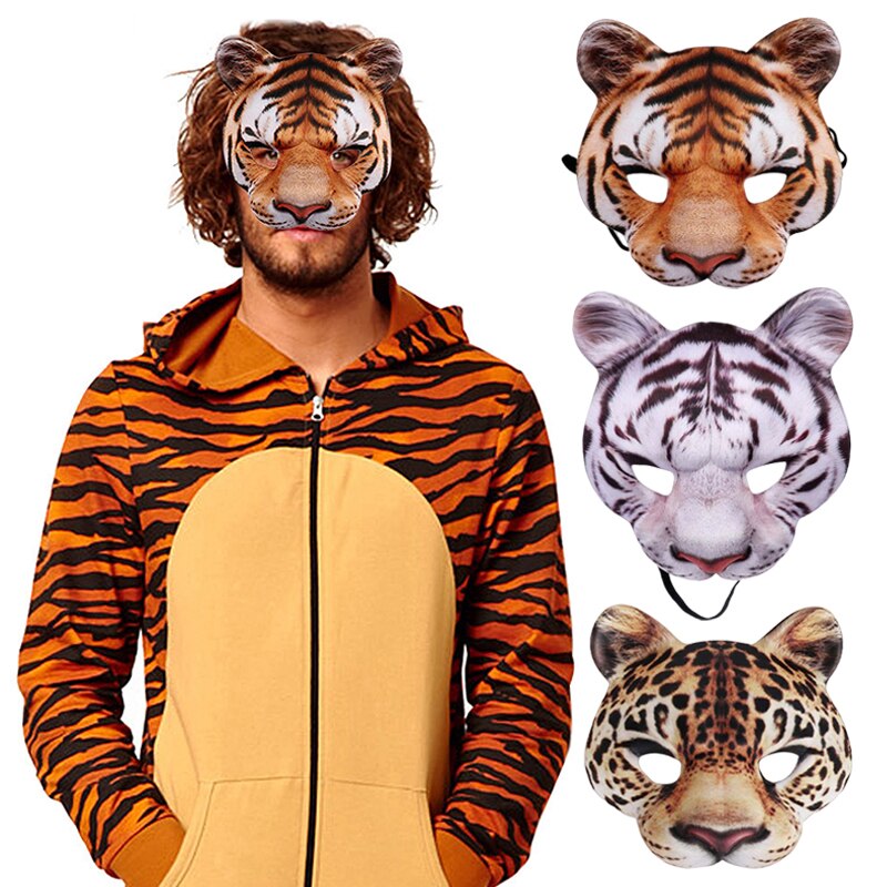 3D Animal Mask Halloween Masquerade Ball Masks Tiger Pig Half Face Mask Party Carnival Fancy Dress Costume Props. 