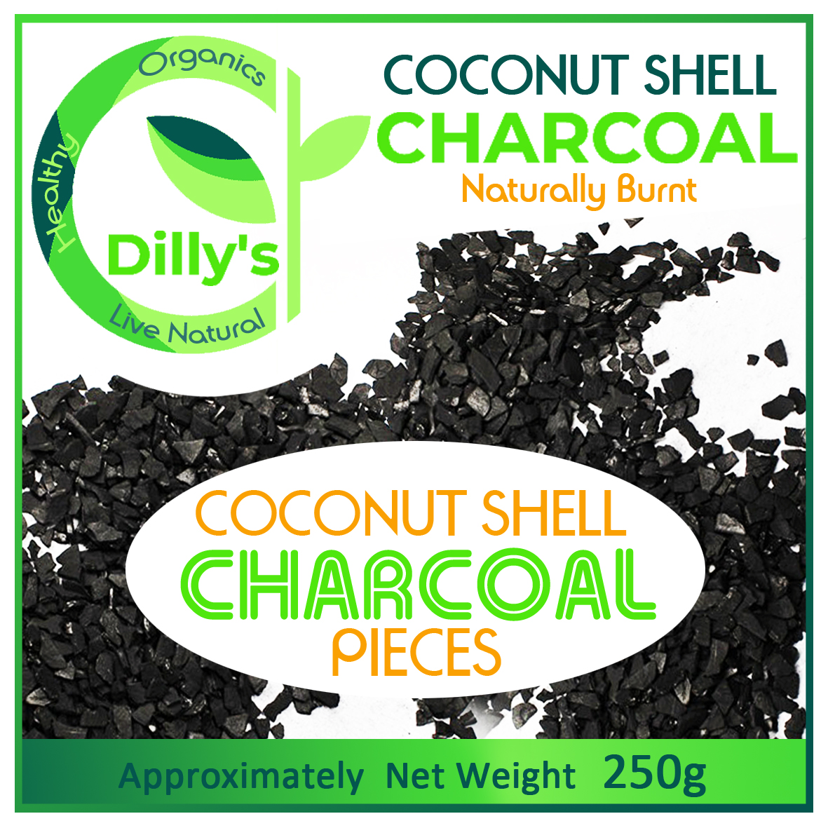 Coconut Shell Charcoal Naturally Burnt  250g/500g